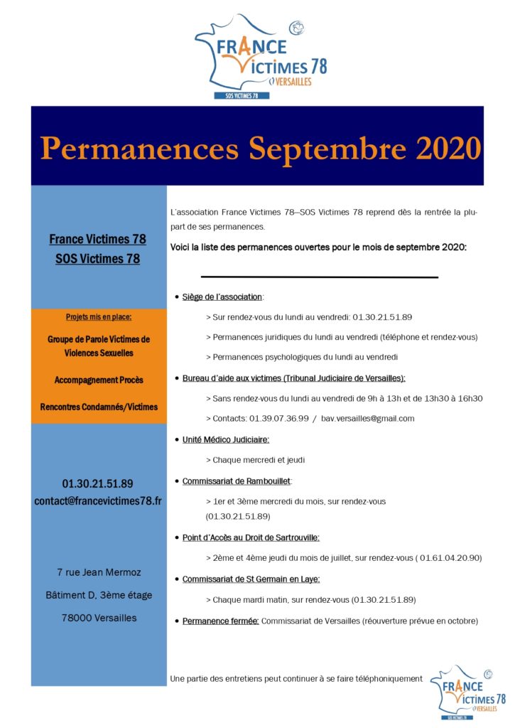 permanences septembre 2020